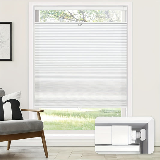 Cordless Cellular Shades Without Tools Or Drills, Featuring a Top-Down Bottom-Up Design, Ideal for Home Use. These Honeycomb Blinds Provide Blackout Capabilities, Block Light, And Offer Thermal Insulation for Windows